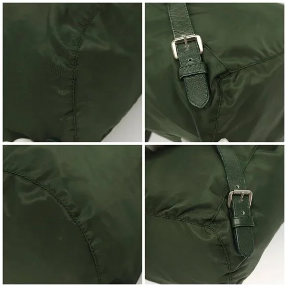 PRADA Backpack Nylon Khaki Silver Auth